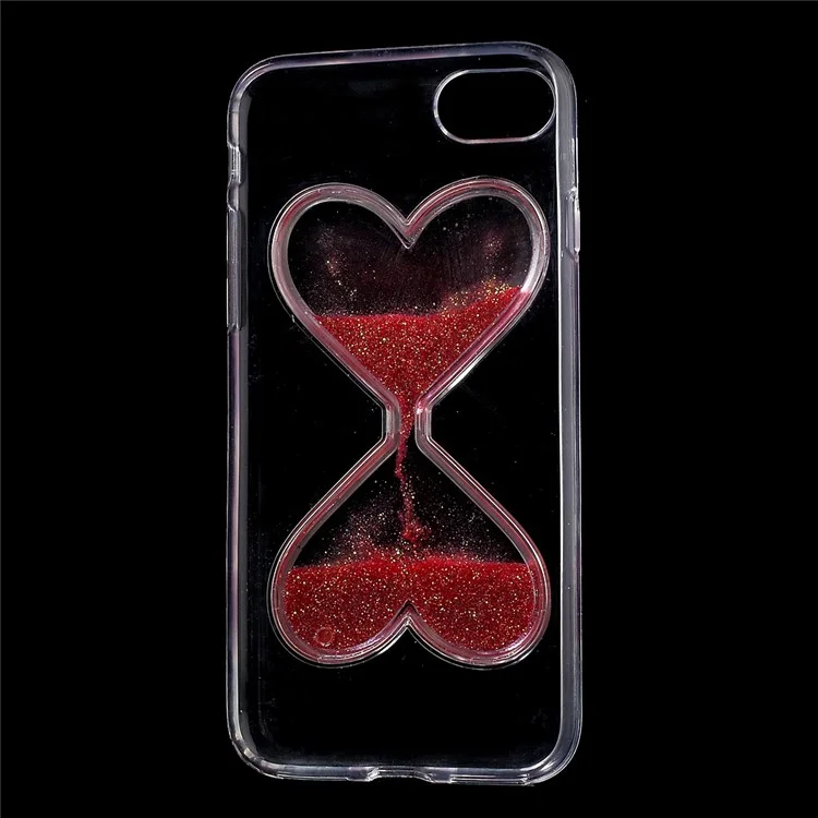 3D Heart Shaped Dynamic Quicksand TPU Back Case for iPhone 8/7 - Red