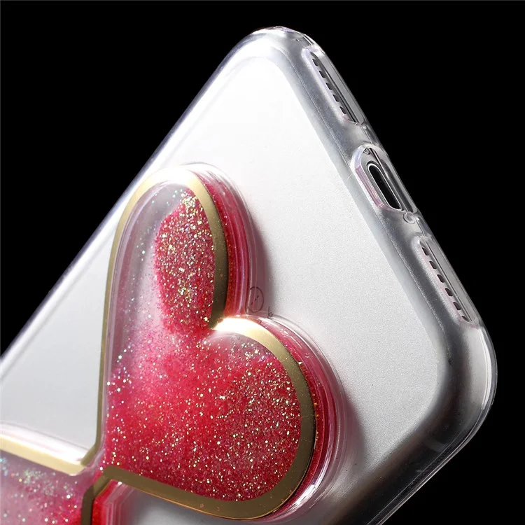 3D Heart Shaped Dynamic Quicksand TPU Back Case for iPhone 8/7 - Red