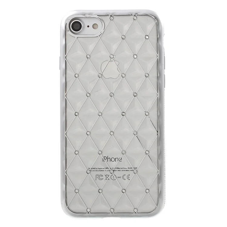 SHENGO Rhombic TPU Gel Case for iPhone 8/7 with Rhinestones - Silver