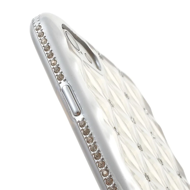 SHENGO Rhombic TPU Gel Case for iPhone 8/7 with Rhinestones - Silver