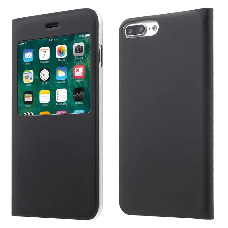 View Window Flip Leather Case for iPhone 7 Plus - Black