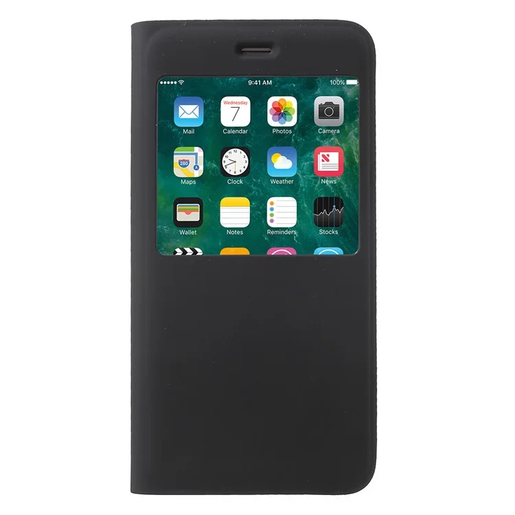 View Window Flip Leather Case for iPhone 7 Plus - Black