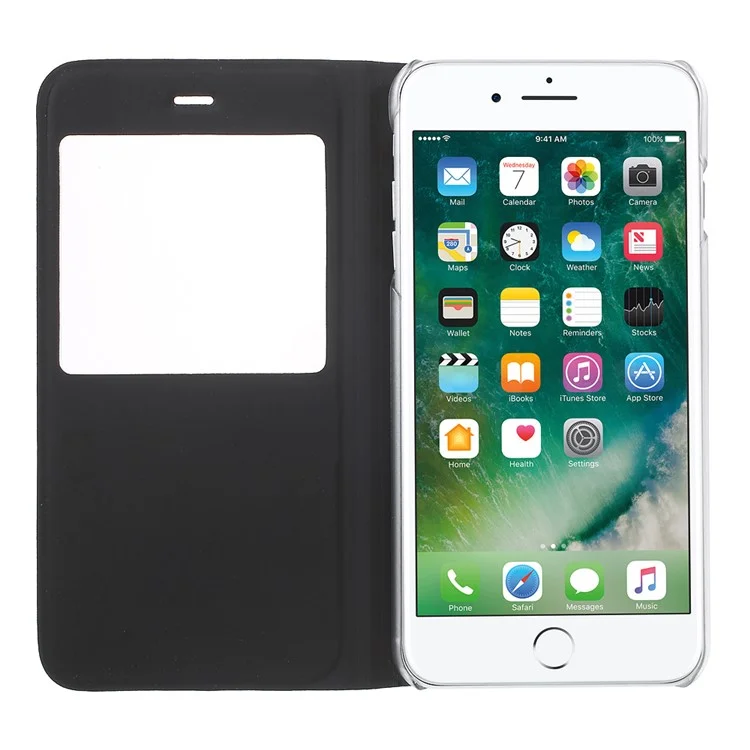 View Window Flip Leather Case for iPhone 7 Plus - Black