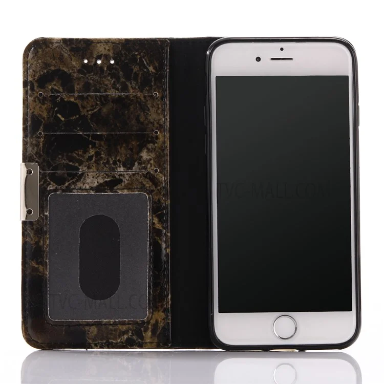 Marble Pattern Leather Wallet Flip Stand Case for iPhone 8 / 7 4.7 inch - Black
