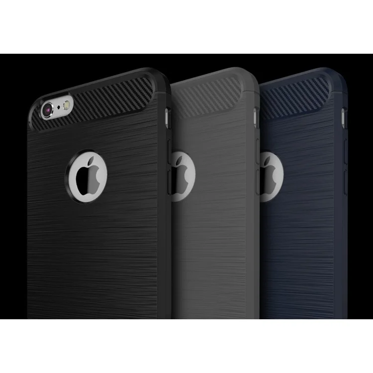 IPAKY for iPhone 6s 6 Drop-proof Brushed TPU Case with Carbon Fiber Decorated - Black