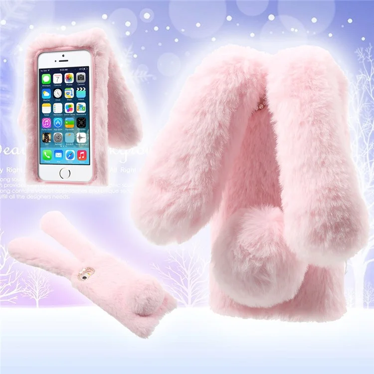 Bunny Shape Warm Fur TPU Shell Pour Iphone SE 5S 5 - Rose