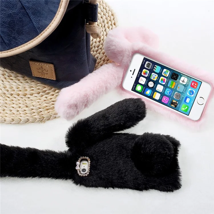 Bunny Shape Warm Fur TPU Shell Pour Iphone SE 5S 5 - Rose