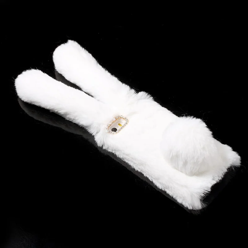 Bunny Shape Warm Fur TPU Phone Case for iPhone SE 5S 5 - White