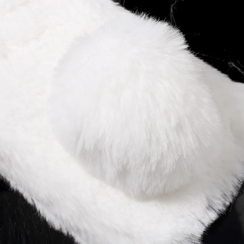 Bunny Shape Warm Fur TPU Phone Case for iPhone SE 5S 5 - White