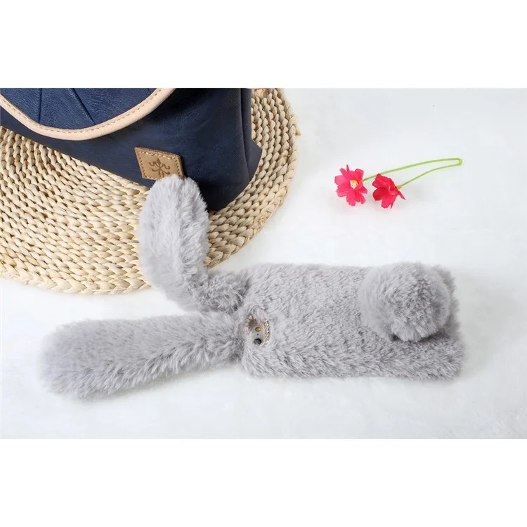 For iPhone 6s 6 Cute Rabbit Bunny Warm Fur Soft TPU Phone Case - Grey