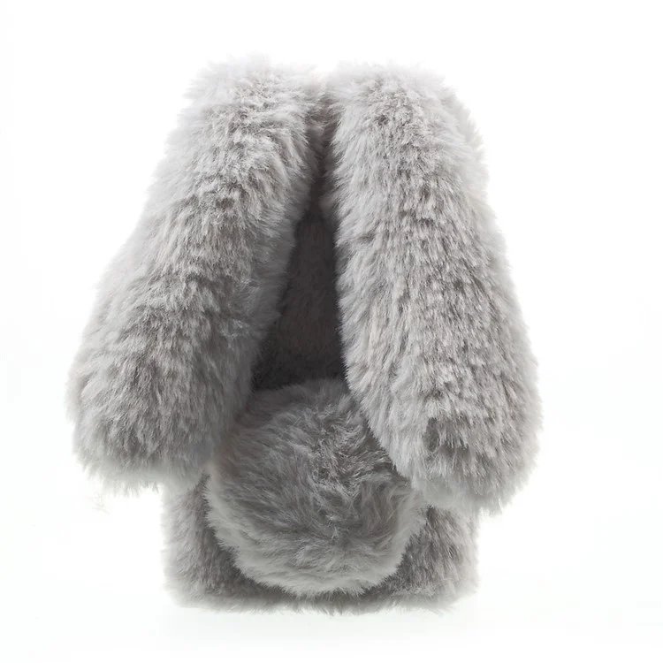 For iPhone 6s 6 Cute Rabbit Bunny Warm Fur Soft TPU Phone Case - Grey