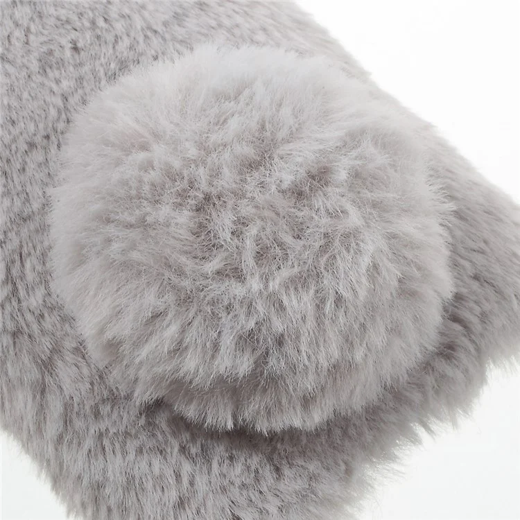 For iPhone 6s 6 Cute Rabbit Bunny Warm Fur Soft TPU Phone Case - Grey