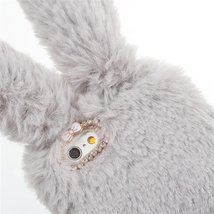 For iPhone 6s 6 Cute Rabbit Bunny Warm Fur Soft TPU Phone Case - Grey