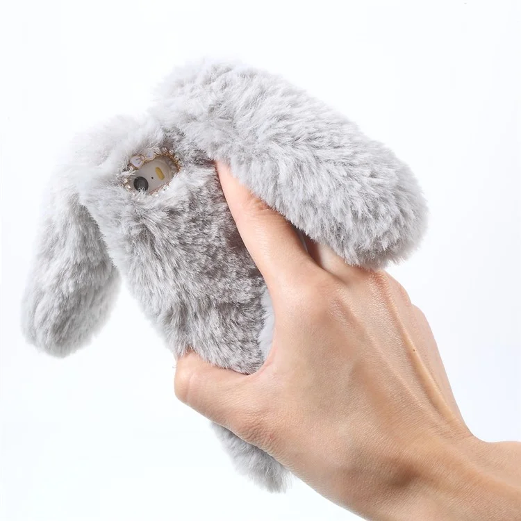 For iPhone 6s 6 Cute Rabbit Bunny Warm Fur Soft TPU Phone Case - Grey