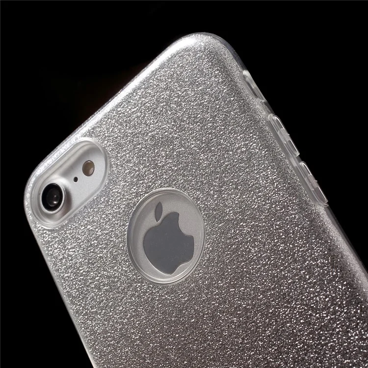 XINCUCO for iPhone 7 TPU + PC Back Case with Gradient Color Glittery Powder Paper - Grey