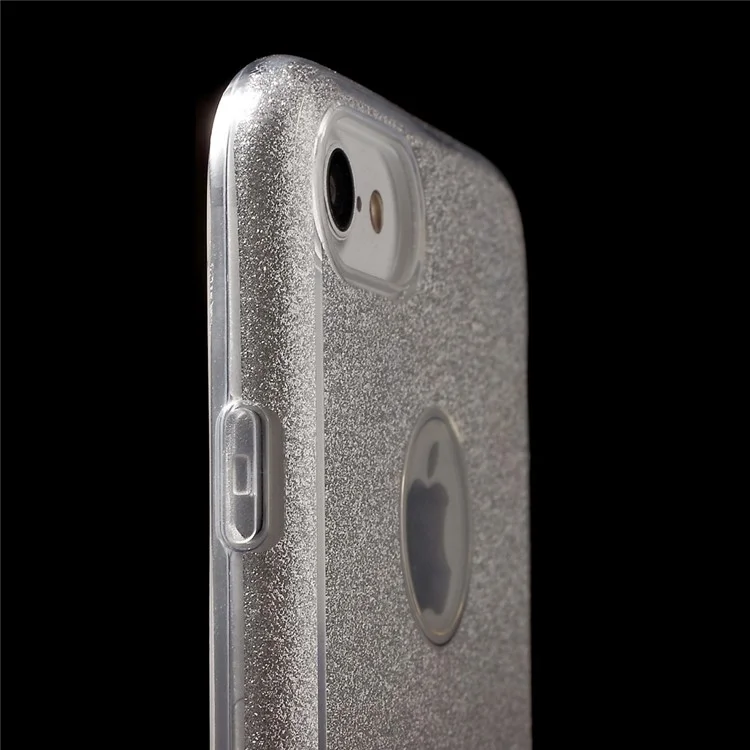 XINCUCO for iPhone 7 TPU + PC Back Case with Gradient Color Glittery Powder Paper - Grey