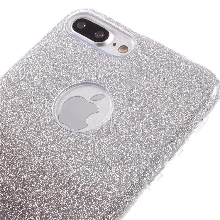 XINCUCO TPU + PC Case for iPhone 7 Plus with Gradient Color Glittery Powder Paper - Grey