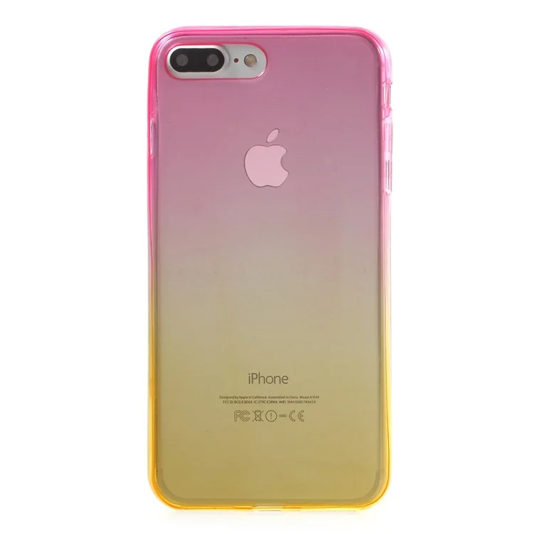 Gradient Color Touchable Front + Back 2-Piece TPU Flexible Shell for iPhone 8 Plus / 7 Plus 5.5 - Rose / Yellow