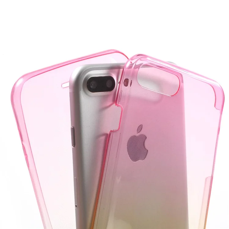 Gradient Color Touchable Front + Back 2-Piece TPU Flexible Shell for iPhone 8 Plus / 7 Plus 5.5 - Rose / Yellow