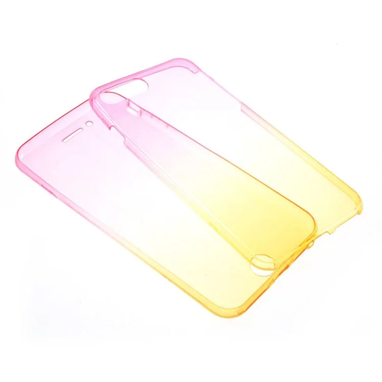 Gradient Color Touchable Front + Back 2-Piece TPU Flexible Shell for iPhone 8 Plus / 7 Plus 5.5 - Rose / Yellow