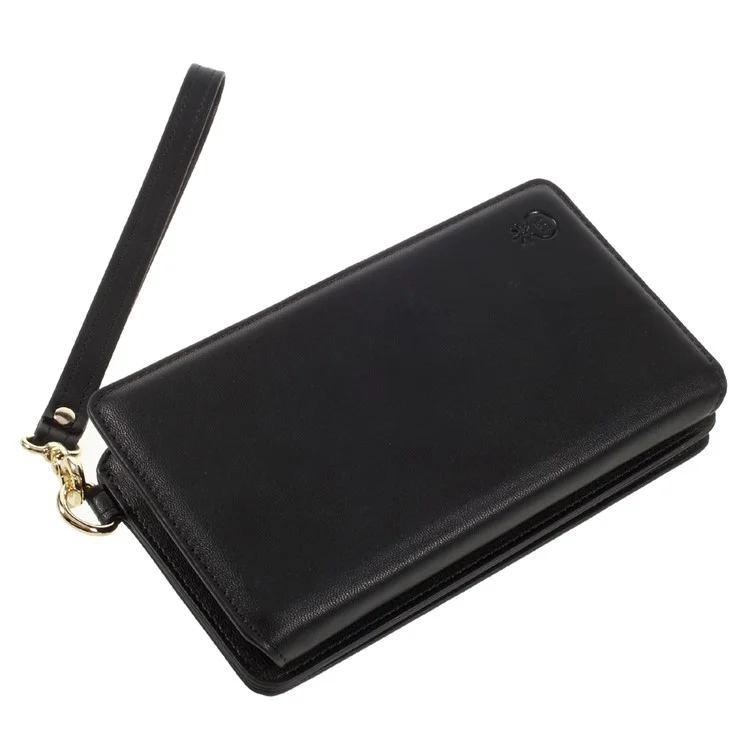 MUSUBO Split Leather Multiple Slots Wallet Case with Straps for iPhone 7 Plus 5.5 - Black
