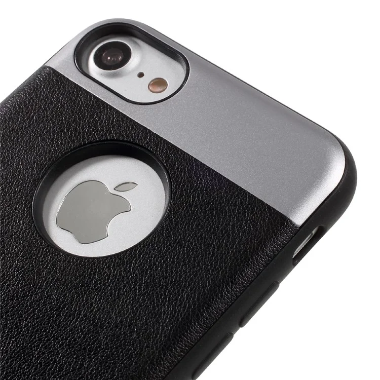 FSHANG Leather Coated TPU + PC Hybrid Case for iPhone 8/7 4.7-inch - Black
