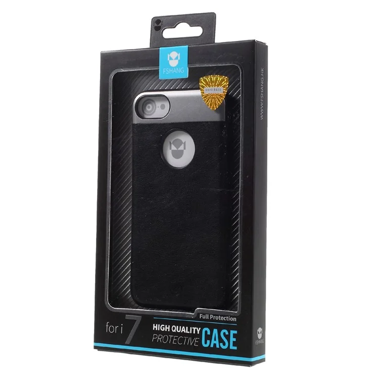 FSHANG Leather Coated TPU + PC Hybrid Case for iPhone 8/7 4.7-inch - Black
