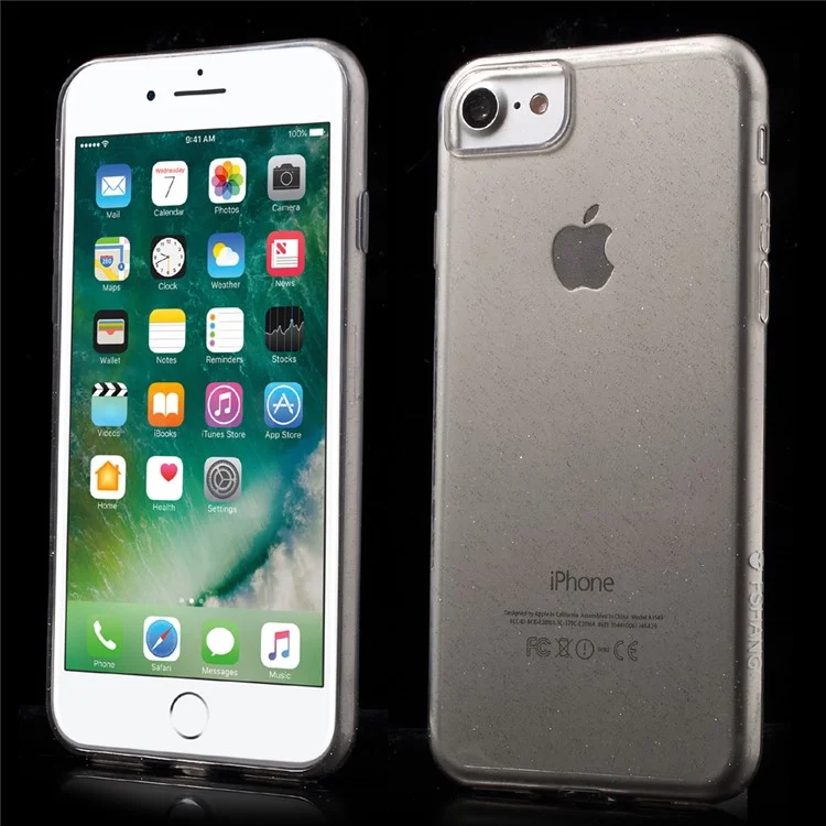 FSHANG Flash Powder Soft TPU Phone Case for iPhone 8/7 4.7 Inch - Transparent Black