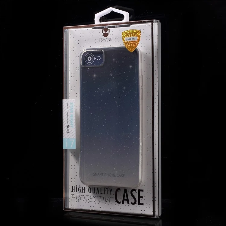 FSHANG Flash Powder Soft TPU Phone Case for iPhone 8/7 4.7 Inch - Transparent Black