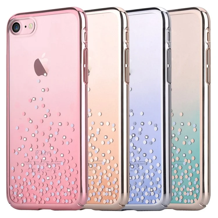 COMMA Polka Series Authorized Swarovski Crystal Decor Plated PC Case for iPhone 8 / 7 4.7 - Rose Gold