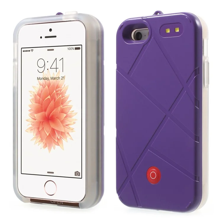 XIWXI Selfie Illuminated Power Bank Charger Case for iPhone SE / 5S / 5 - Purple