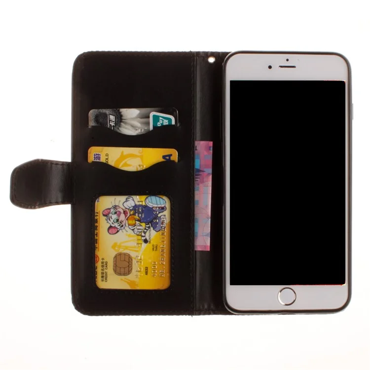 Imprint Mandala Flower Leather Wallet Case for iPhone 8 Plus / 7 Plus - Black