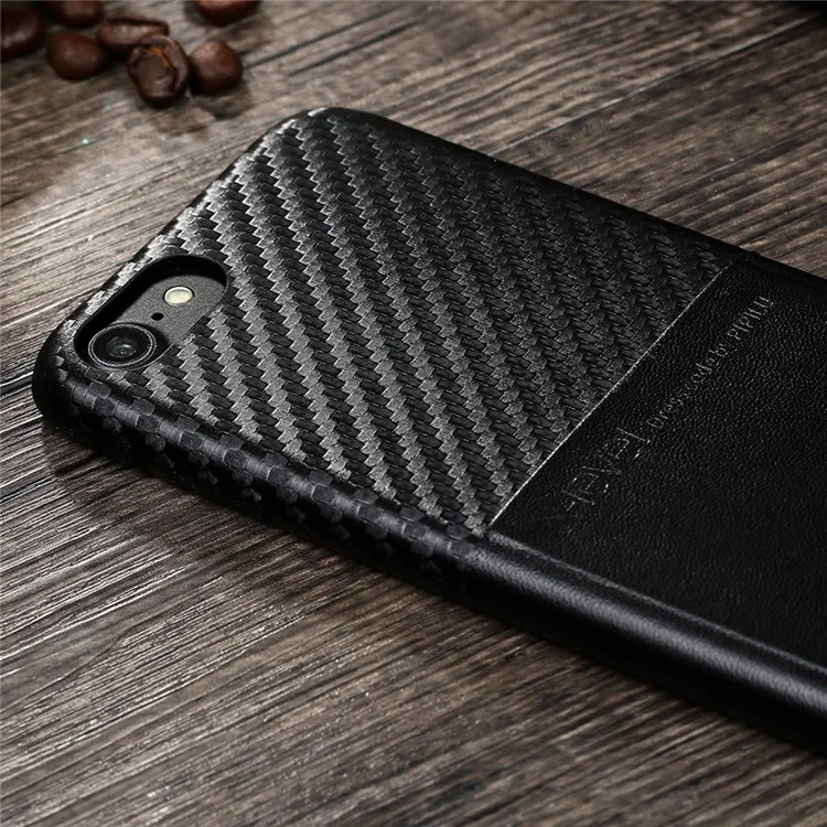 X-LEVEL Card Holder Case for iPhone 7 Leather Coated Hard Cover - Black