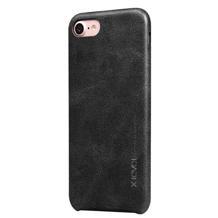 X-LEVEL Vintage Series Leather Coated Hard PC Case for iPhone 7 - Black