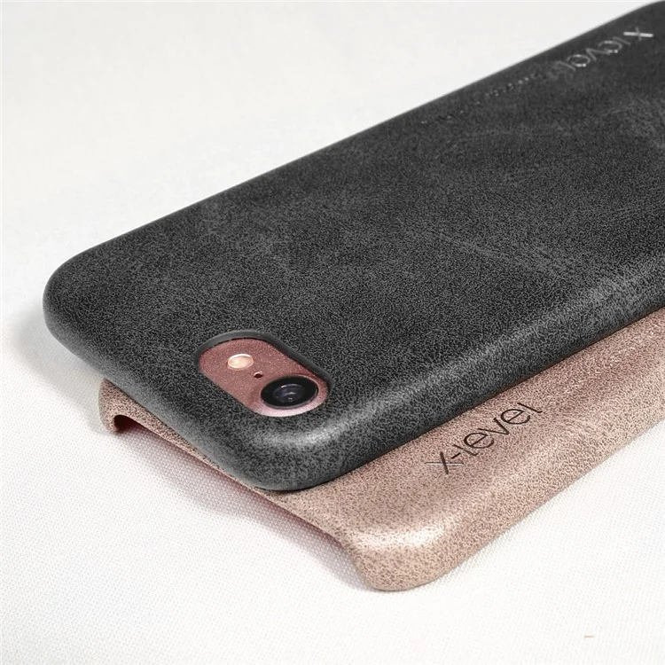 X-LEVEL Vintage Series Leather Coated Hard PC Case for iPhone 7 - Black