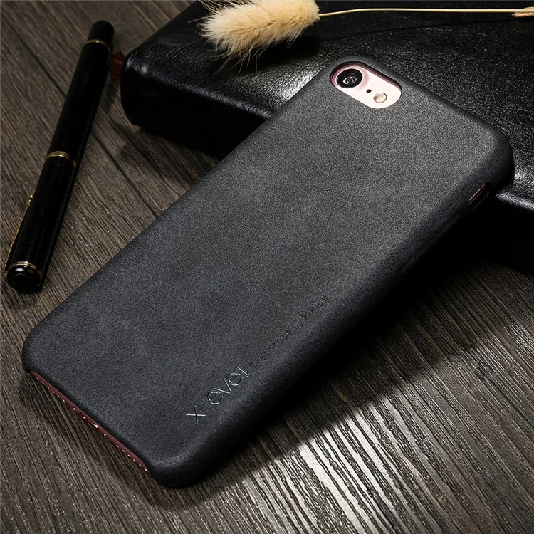 X-LEVEL Vintage Series Leather Coated Hard PC Case for iPhone 7 - Black
