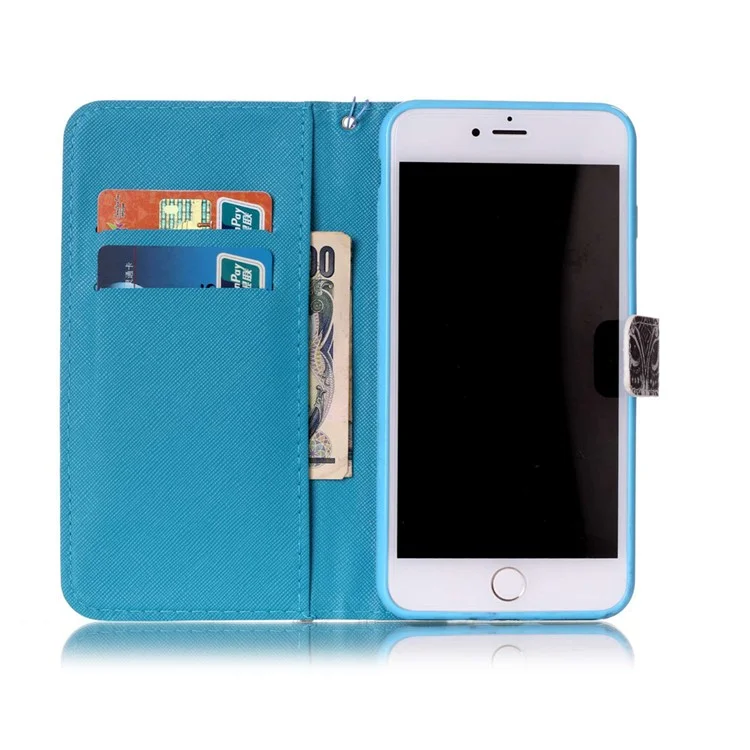 Wallet Leather Stand Case for iPhone 8 Plus / 7 Plus - Blue Butterflies