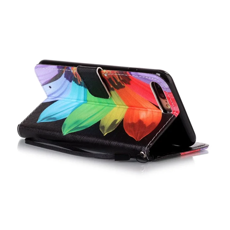 PU Leather Card Holder Case for iPhone 8 Plus / 7 Plus - Colorful Flower