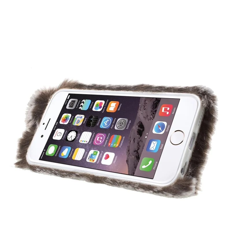 Rabbit Bunny Warm Fur TPU Phone Cover for iPhone 6s Plus / 6 Plus - Brown