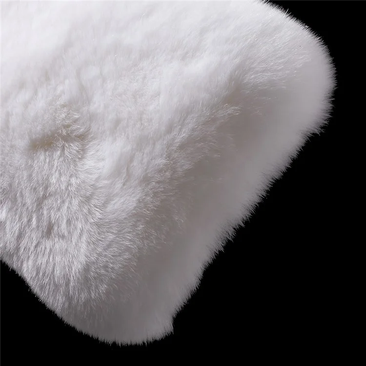 Fluffy Rabbit Fur Diamante Plastic + TPU Back Case for iPhone 8 Plus / 7 Plus 5.5 inch - White