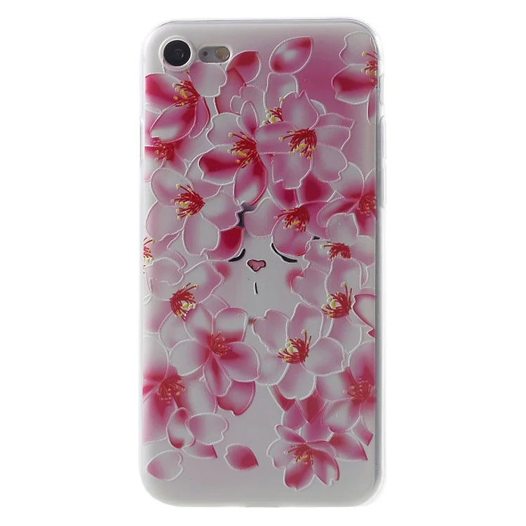 Softlyfit Embossed Soft TPU Cover Case for iPhone 8/7 4.7 - Peach Flower