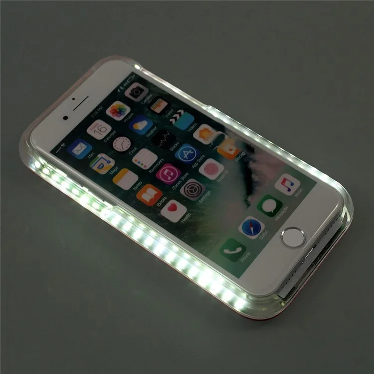 LED Night  Light Luminous Selfie Hard Phone Cover for iPhone SE 2nd Gen (2020)/8/7 4.7 - Gold