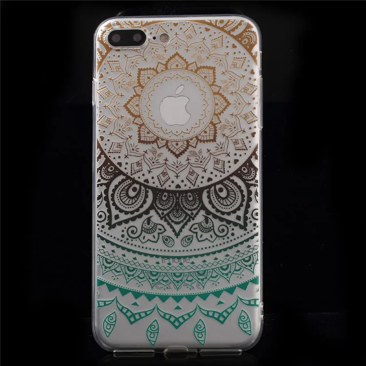 XINCUCO Gradient Lace Pattern TPU Soft Cover for iPhone 7 Plus 5.5 - Black / Cyan