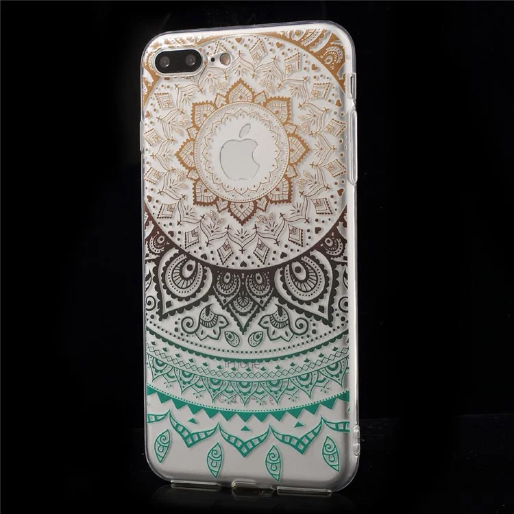 XINCUCO Gradient Lace Pattern TPU Soft Cover for iPhone 7 Plus 5.5 - Black / Cyan