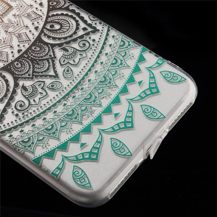 XINCUCO Gradient Lace Pattern TPU Soft Cover for iPhone 7 Plus 5.5 - Black / Cyan