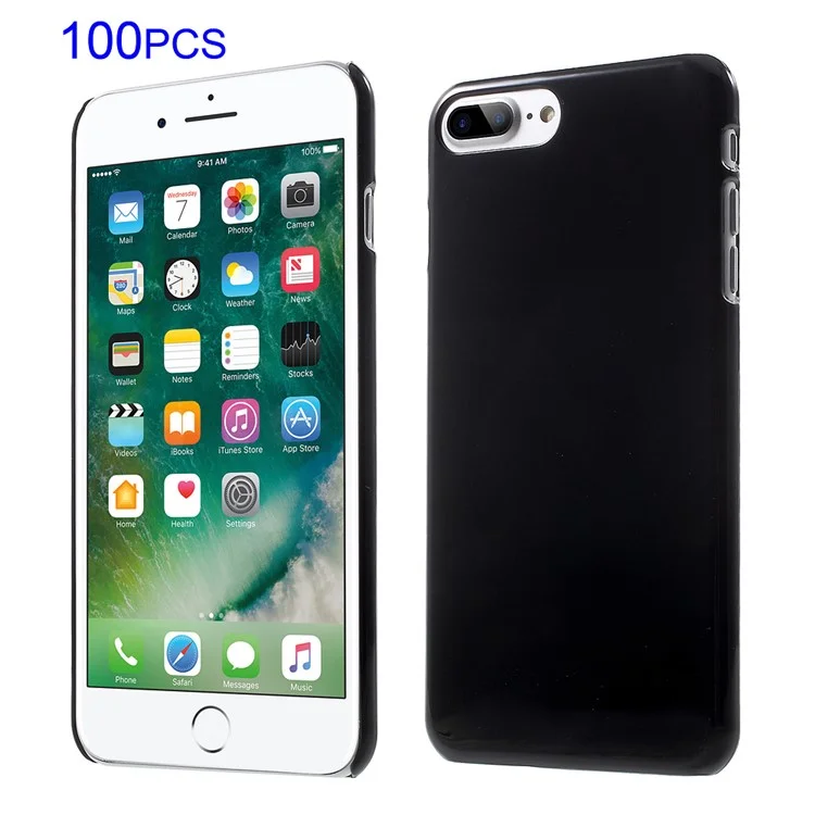 100Pcs/Lot Glossy PC Hard Phone Cover for iPhone 8 Plus / 7 Plus - Black