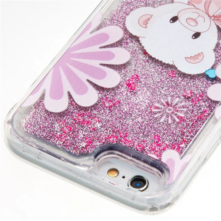Flowing Flash Sequins TPU Mobile Protector Case for iPhone 6s 6 - Bear and Flowers