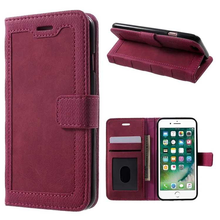 Notebook Style Leather Wallet Stand Mobile Casing for iPhone 7 4.7 inch - Rose
