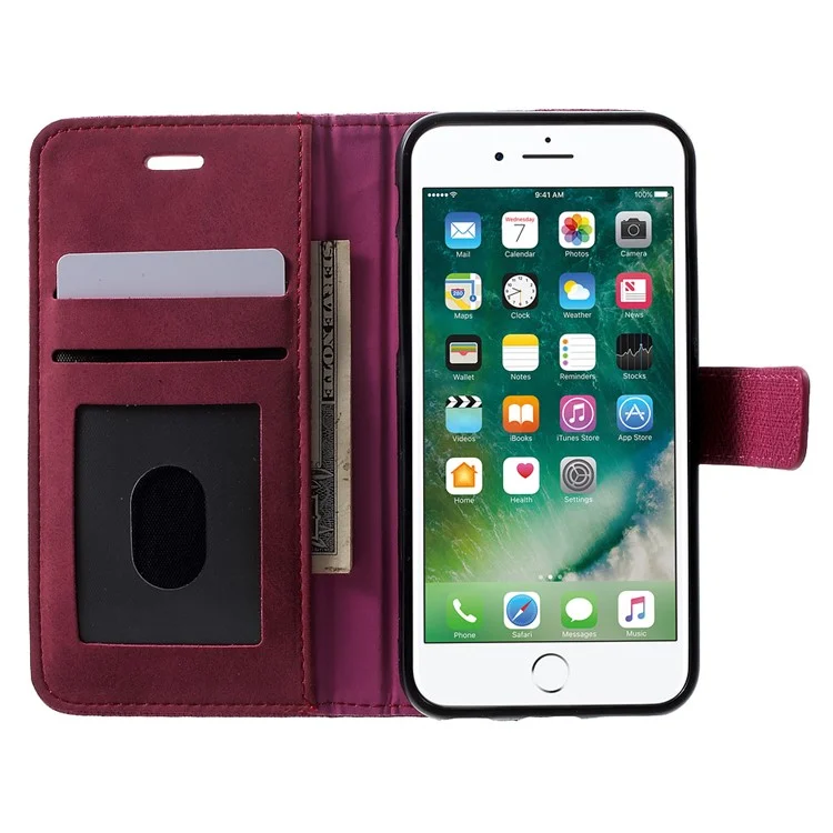 Notebook Style Leather Wallet Stand Mobile Casing for iPhone 7 4.7 inch - Rose