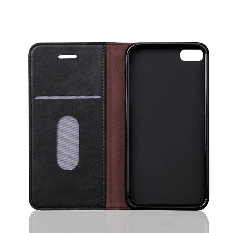 Retro Crazy Horse Leather Wallet Phone Case for iPhone SE/5s/5 - Black